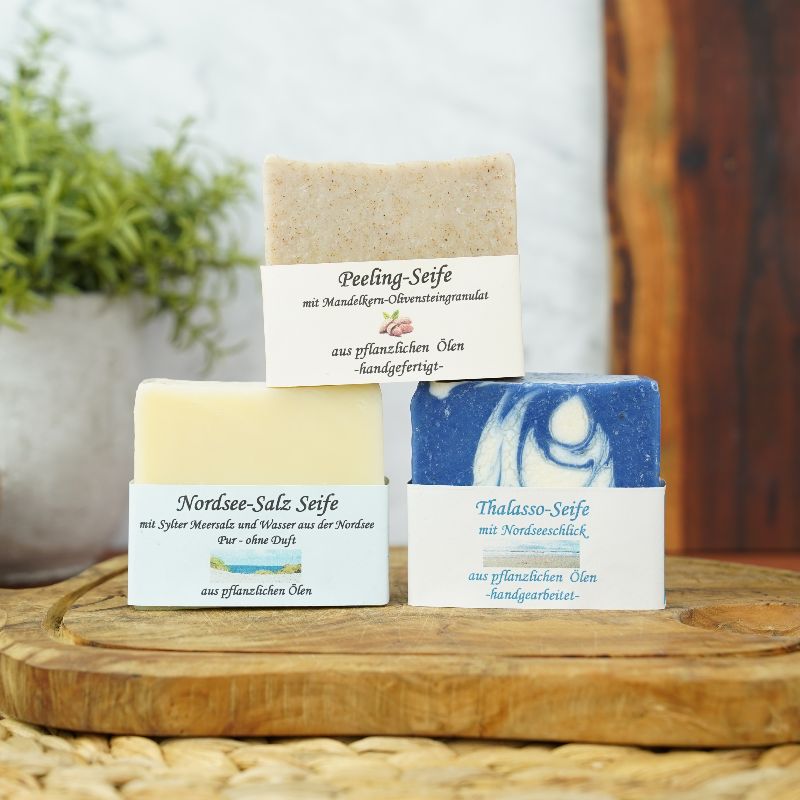 Set handgemachte Nordsee-Olivenseifen