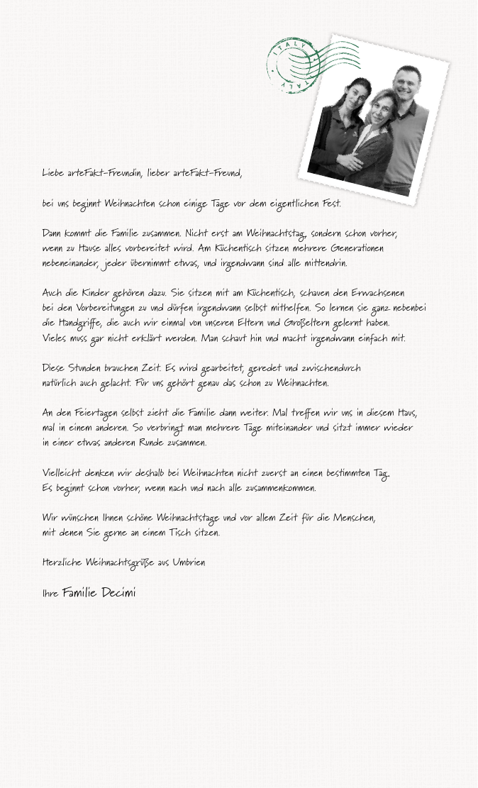 Weihnachtsbrief der Familie Decimi