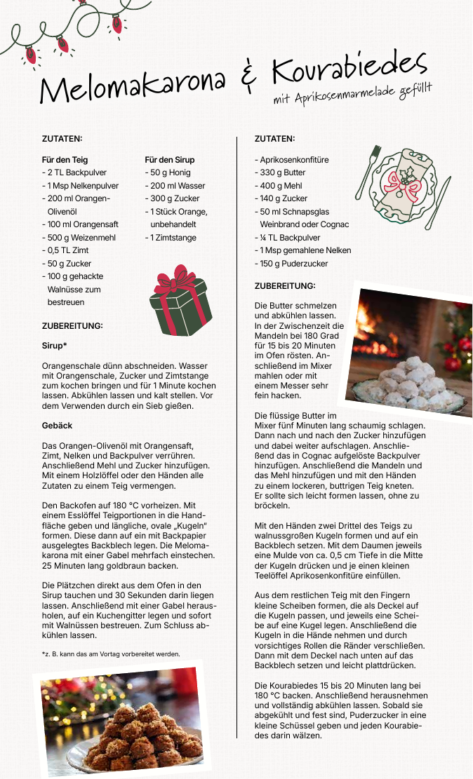 Ausschnitt aus dem Rezept der Adventsbox Messenien