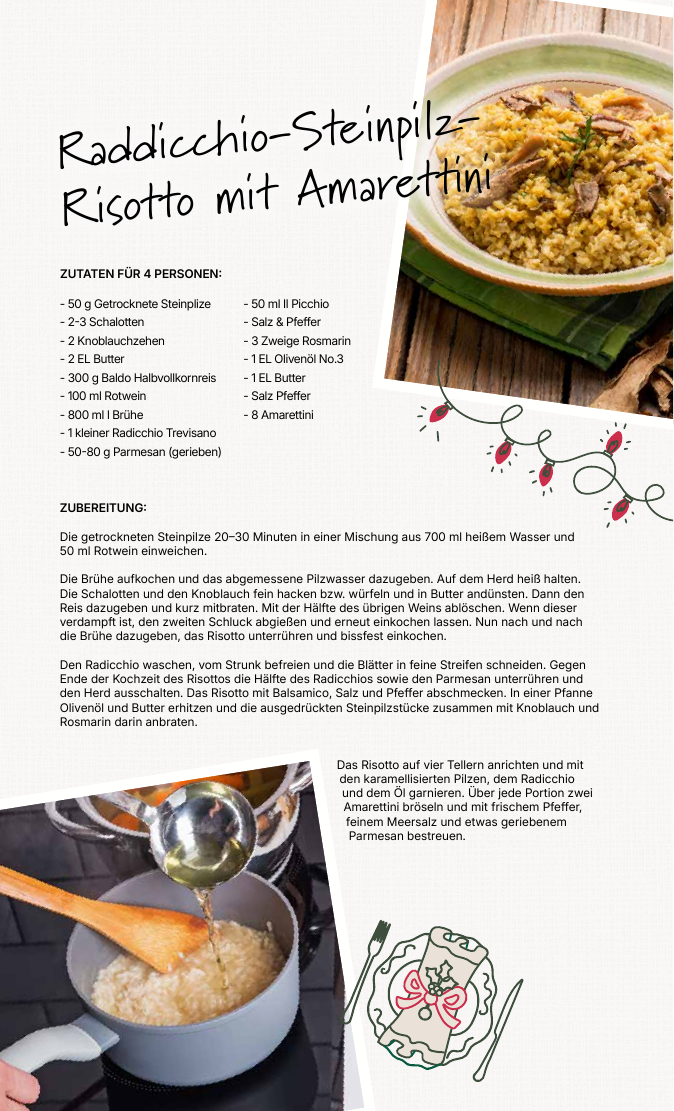 Rezept Radicchio Steinpilz Risotto mit Amarettini